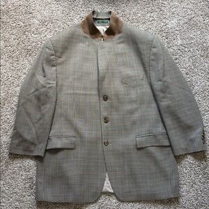 Vintage Ralph Lauren Plaid Houndstooth Blazer Sports Coat 100% Wool Size 48R